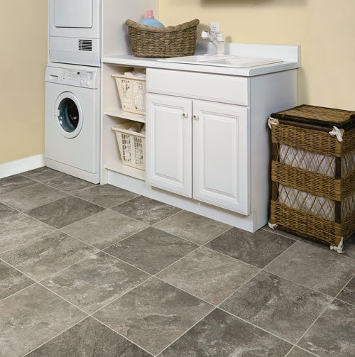 Vinyl tile is a cost-effective basement flooring option – and is moisture, soil and stain resistant