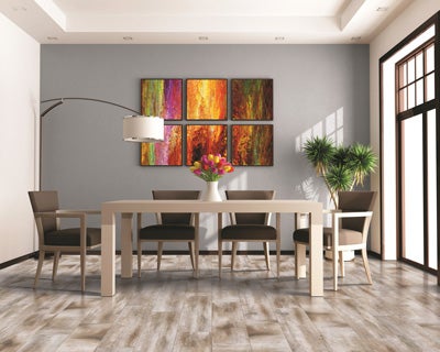 Ceramic and porcelain tiles are durable, clean easily, and can bring a sophisticated look to your dining area