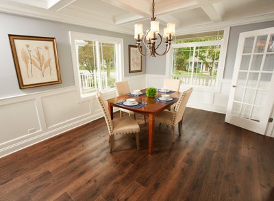 Vinyl tile and vinyl plank flooring offer style and performance at an affordable price for your dining area