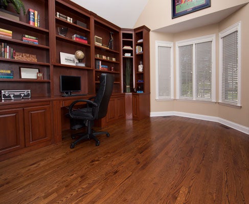 Laminate is a budget-conscious option that lends your office or study wood visuals at a more affordable price