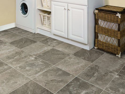 Ceramic tile and porcelain tile add bold style to your laundry or mudroom and are durable flooring choices