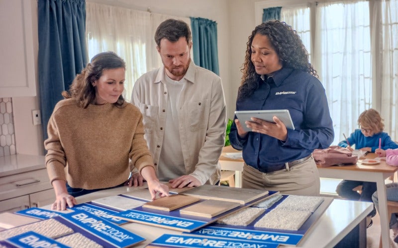 Empire in-home consultation with carpet samples