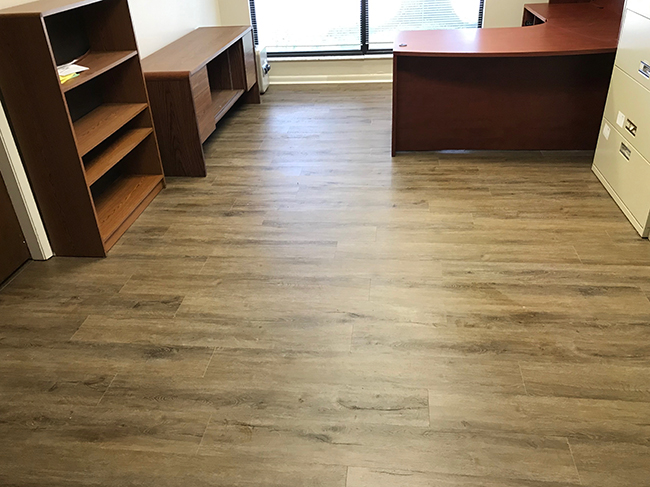 durable vinyl plank in the office