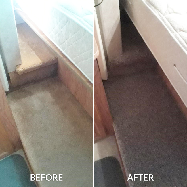 frieze carpet in a summer home before and after