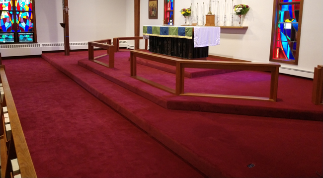 commercial carpet in a church