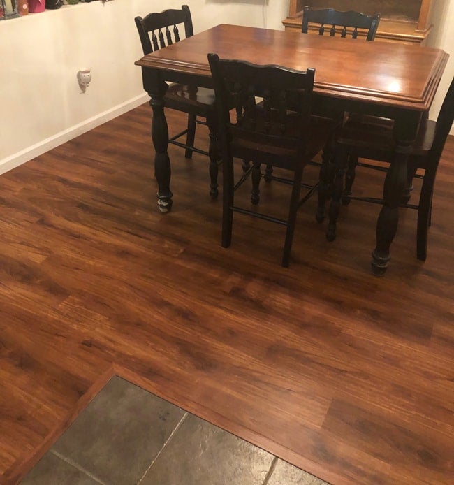 waterproof vinyl plank in the dinng room