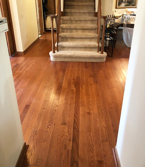 solid hardwood flooring in the hallway