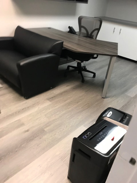 commercial vinyl plank flooring in an office 