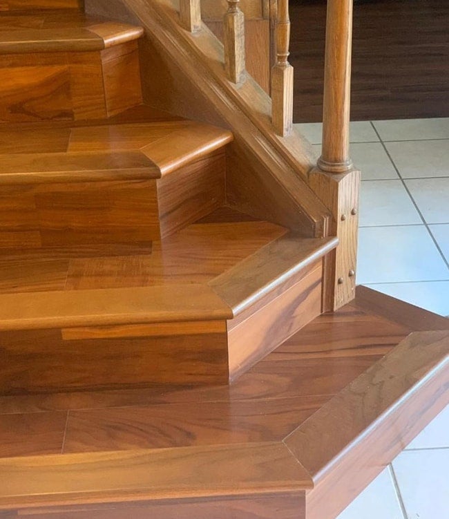 engineered hardwood on the stairs