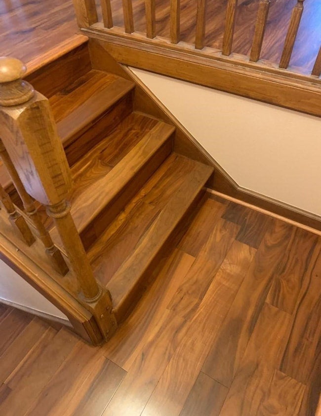 engineered hardwood on the stairs