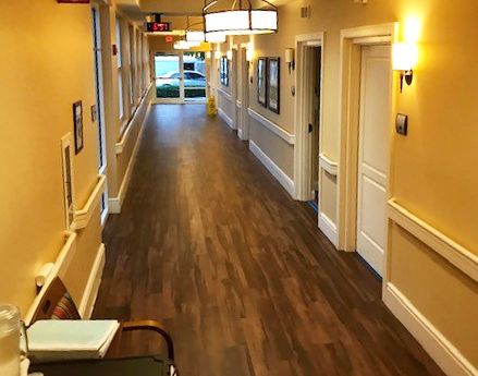 commercial vinyl plank in a healthcare facility