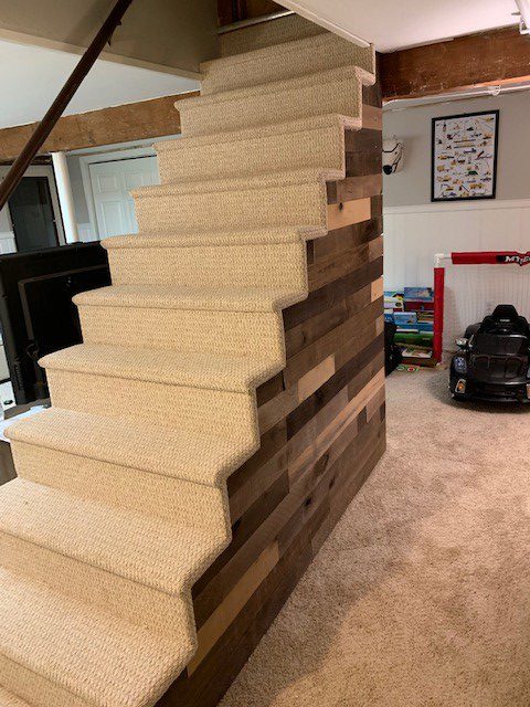 Staircase Gets A Berber Carpet Makeover, Berber Carpet For Basement Stairs
