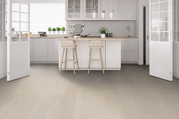 white oak engineered hardwood flooring in the kitchen