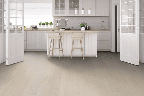 white oak engineered hardwood flooring in the kitchen