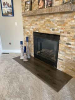 laminate flooring on the fireplace