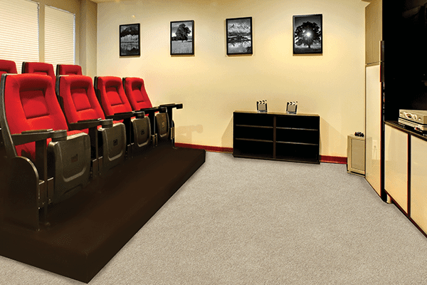 Home theater in the basement flooring