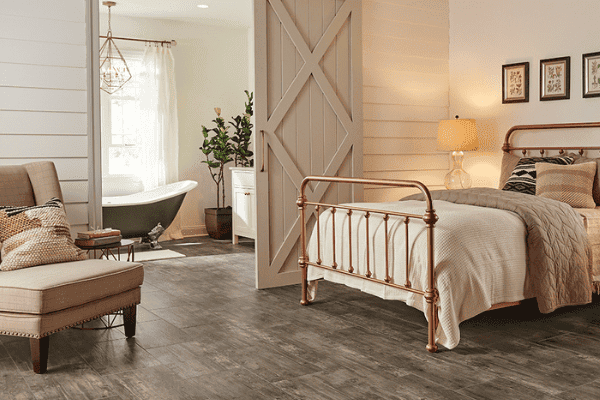 wood look vinyl tile in a bedroom